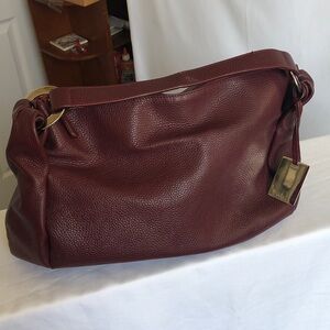 Furla Deep Burgundy Leather Hobo Bag Like New